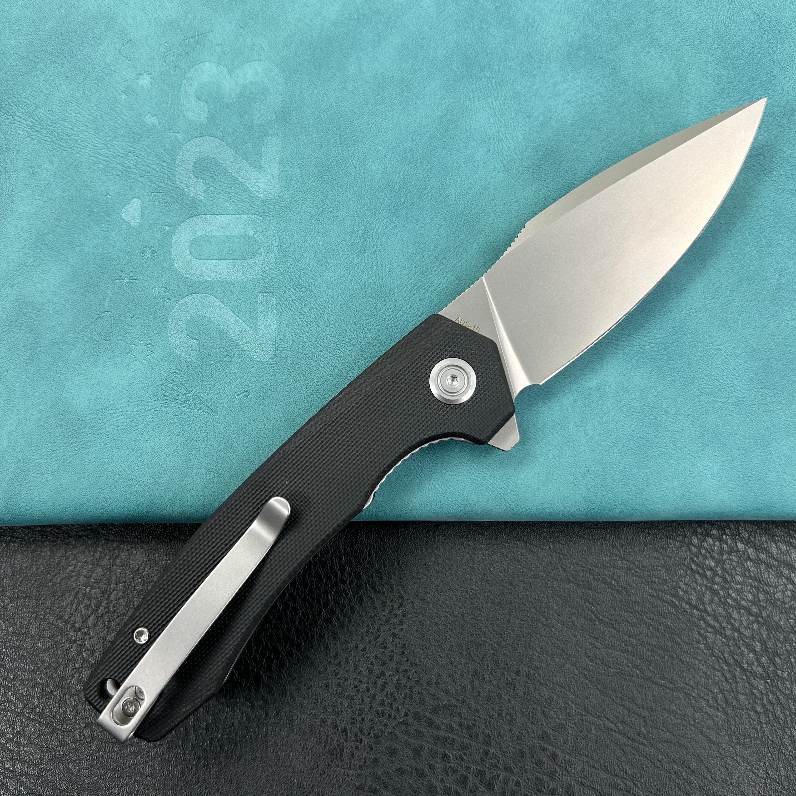 KUBEY KU901K Calyce Liner Lock Flipper Folding Knife Black G10 Handle 3.27" Bead Blasted AUS-10