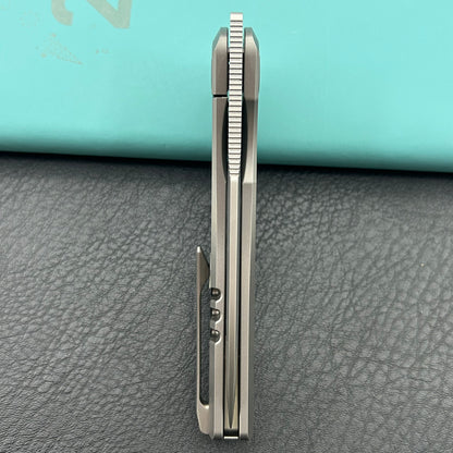 KB KNIVES KB418A Taurus Frame Lock Pocket Folding Knife Gray Titanium Handle 3.27'' Beadblast M390 Blade