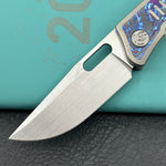 KB KNIVES KB377D Common Thread Folding Knife Sand Blasting Titanium/Zircuti Inlays Handle 3.35'' Silver Bead Blasting M390