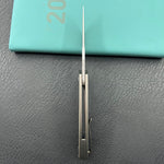 KB KNIVES KB377D Common Thread Folding Knife Sand Blasting Titanium/Zircuti Inlays Handle 3.35'' Silver Bead Blasting M390