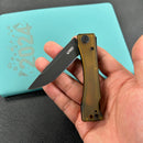 KUBEY KU2102H Akino Lockback Pocket Folding Knife Ultem Handle 3.15" Blackwashed Sandvik 14C28N