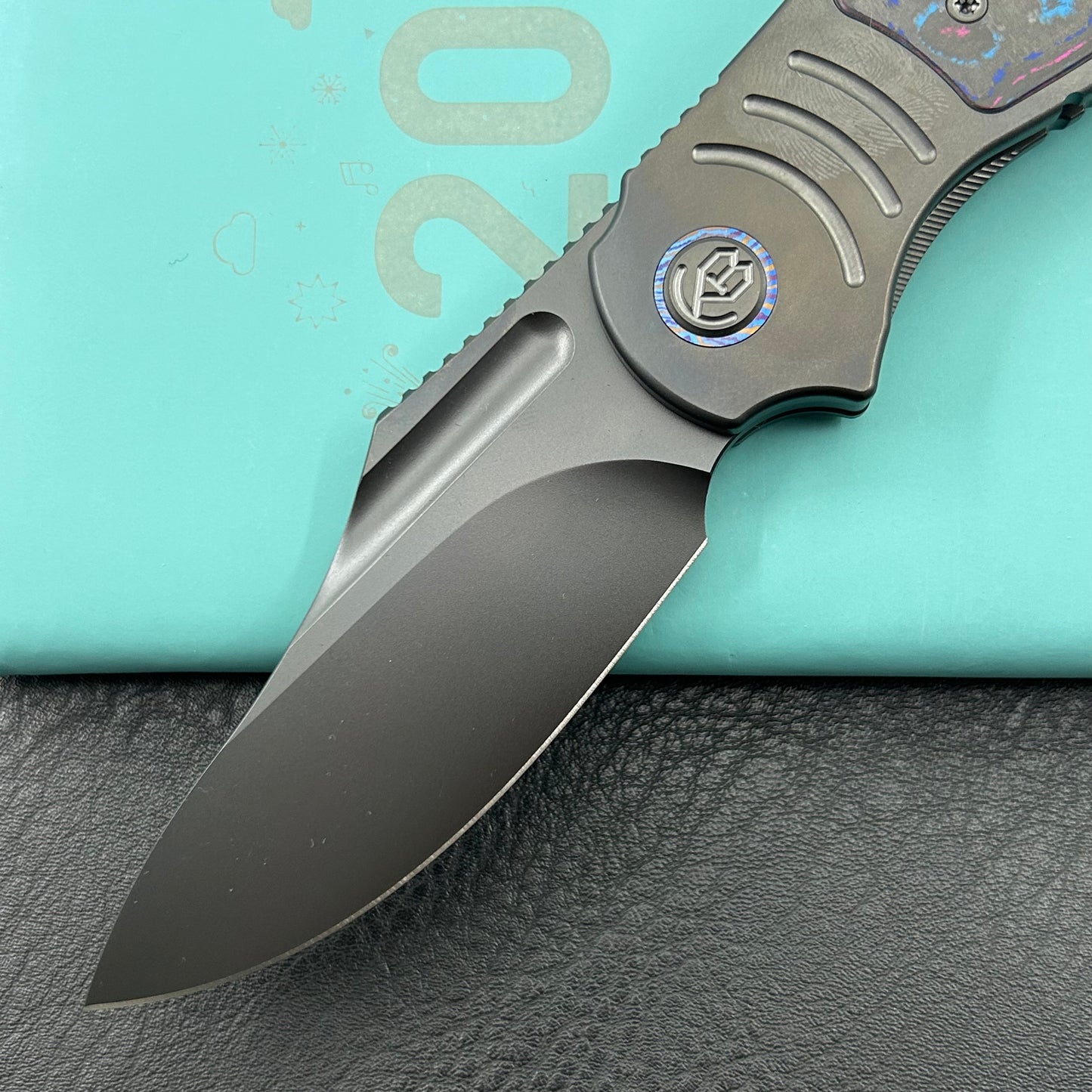 KB KNIVES KB384D Stroller Folding Knife Regular DLC Titanium/CF Inlays Handle 3.35" Regular DLC CPM 20CV Blade