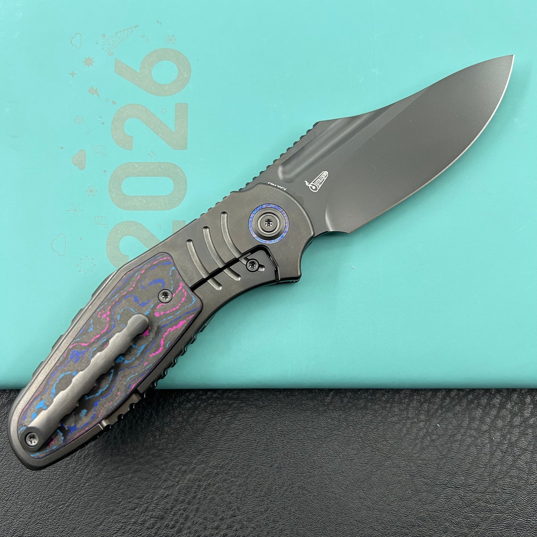 KB KNIVES KB384D Stroller Folding Knife Regular DLC Titanium/CF Inlays Handle 3.35" Regular DLC CPM 20CV Blade