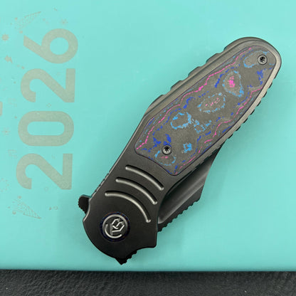 KB KNIVES KB384D Stroller Folding Knife Regular DLC Titanium/CF Inlays Handle 3.35" Regular DLC CPM 20CV Blade