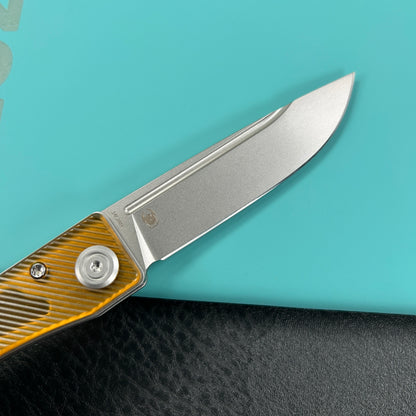 KUBEY KU2102E Akino Lockback Pocket Folding Knife Ultem Handle 3.15" Bead Blasted Sandvik 14C28N