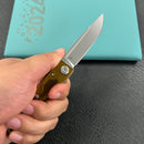 KUBEY KU2102E Akino Lockback Pocket Folding Knife Ultem Handle 3.15" Bead Blasted Sandvik 14C28N