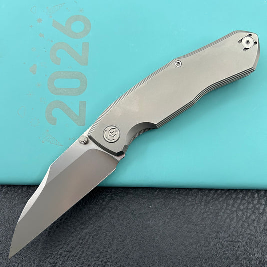 KB KNIVES KB459A Mantra Folding Knife Sandblasting Titanium Handle 3.27'' Silver Bead Blasting M390