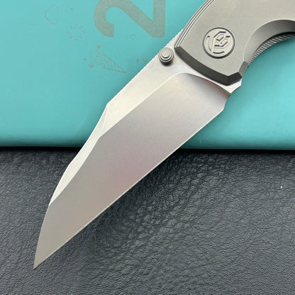 KB KNIVES KB459A Mantra Folding Knife Sandblasting Titanium Handle 3.27'' Silver Bead Blasting M390