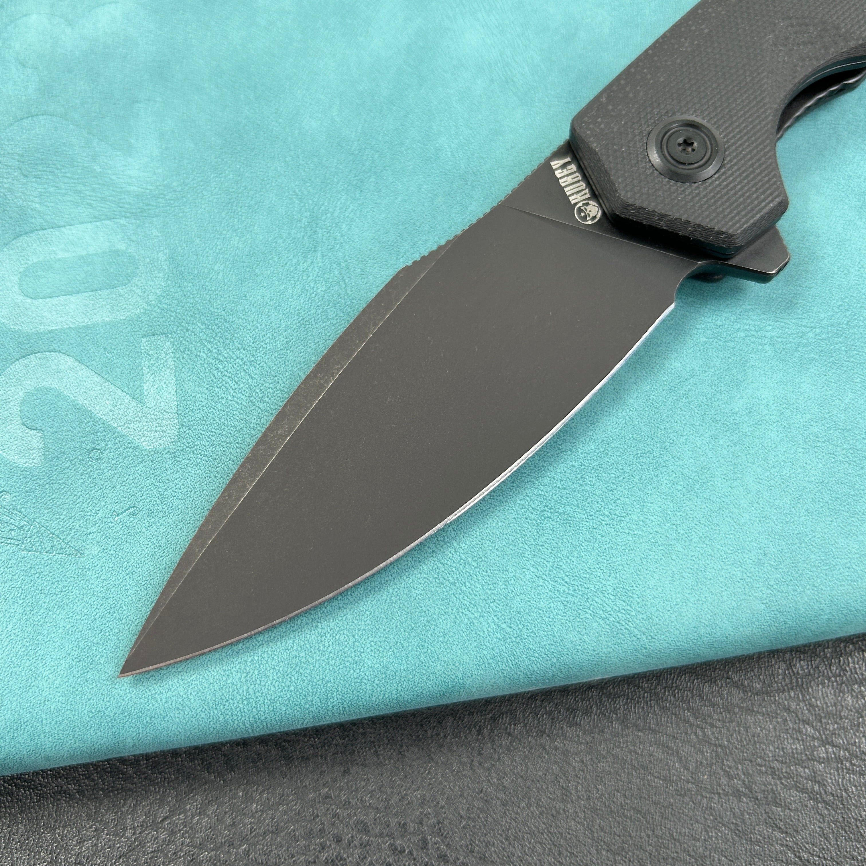 KUBEY KU901L Calyce Liner Lock Flipper Folding Knife Black G10 Handle 3.27" Blackwashed AUS-10