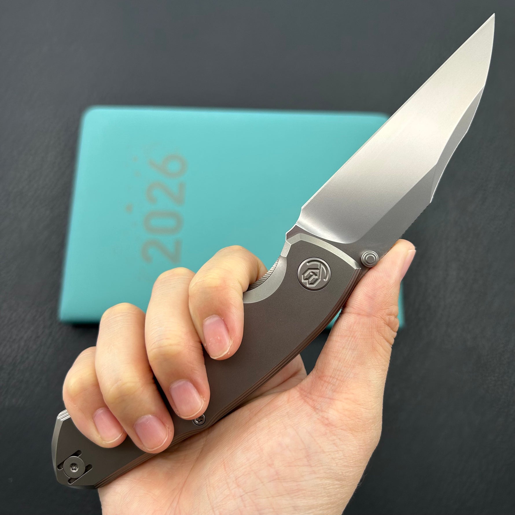 KB KNIVES KB459A Mantra Folding Knife Sandblasting Titanium Handle 3.27'' Silver Bead Blasting M390