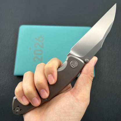 KB KNIVES KB459A Mantra Folding Knife Sandblasting Titanium Handle 3.27'' Silver Bead Blasting M390
