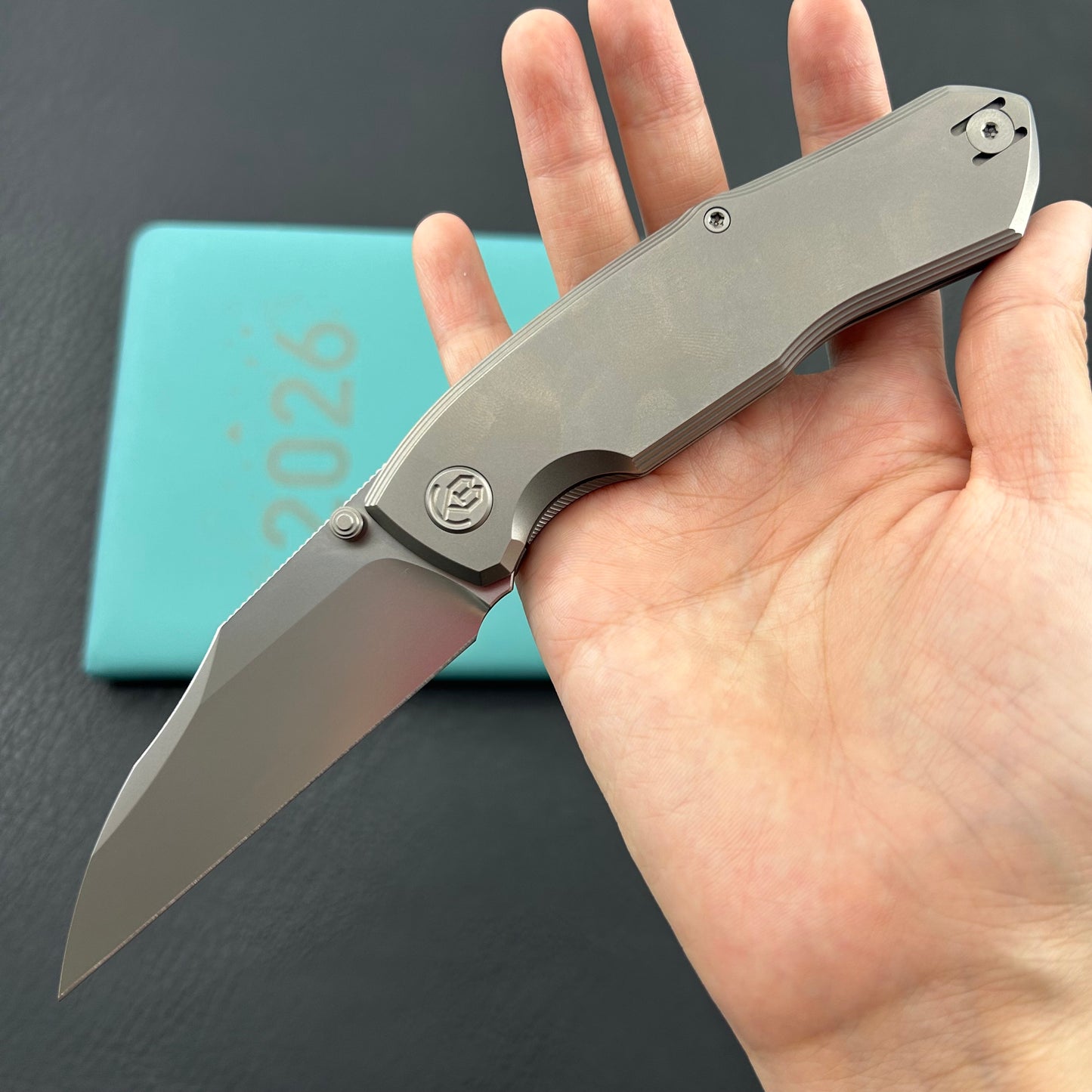 KB KNIVES KB459A Mantra Folding Knife Sandblasting Titanium Handle 3.27'' Silver Bead Blasting M390