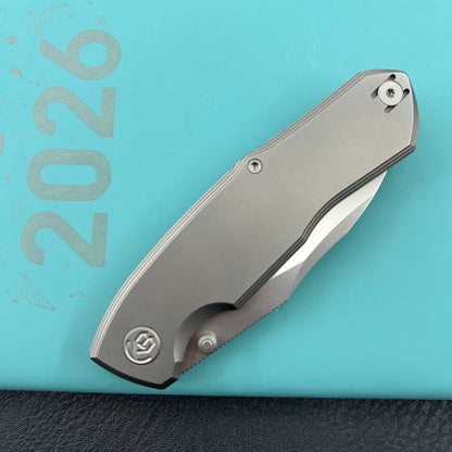 KB KNIVES KB459A Mantra Folding Knife Sandblasting Titanium Handle 3.27'' Silver Bead Blasting M390