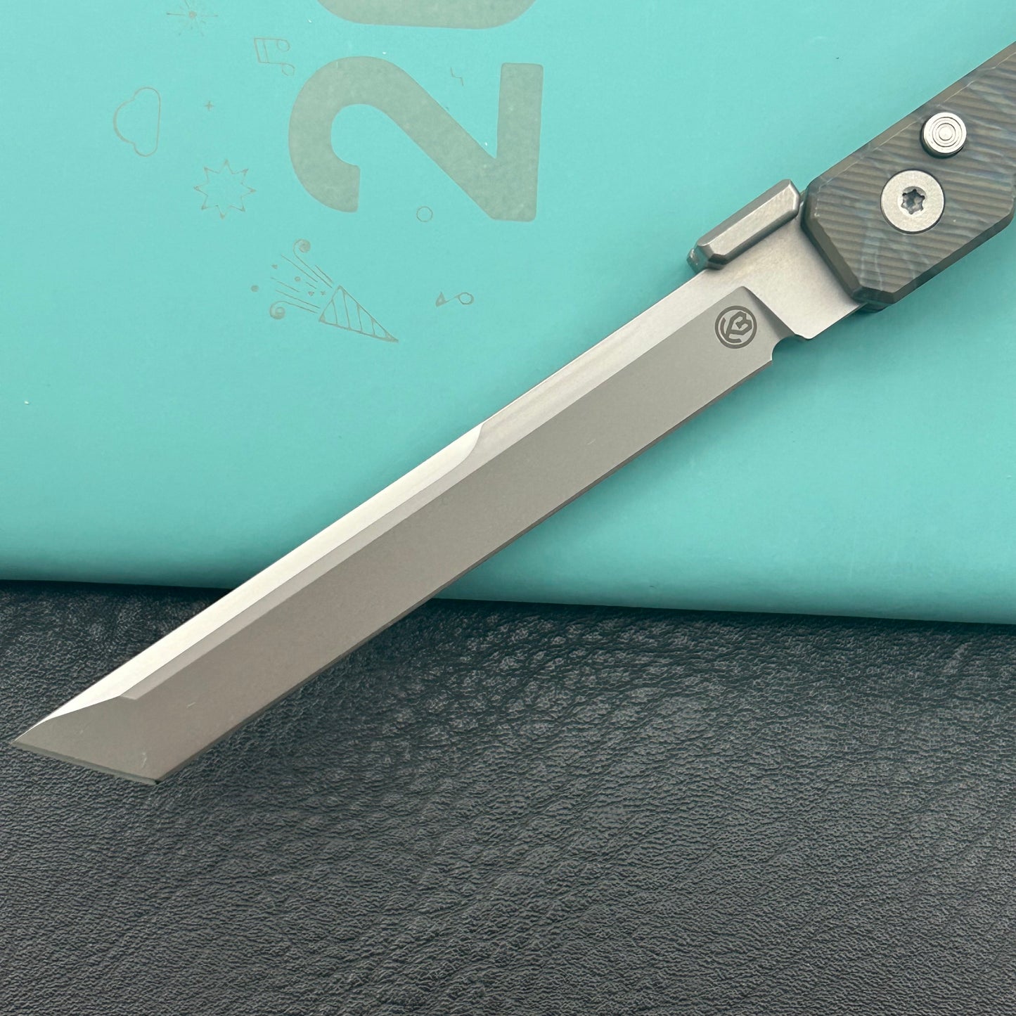 KB KNIVES KB243E Prism Folding Knife Flame Titanium Handle 3.54" Beadblast M390 Blade