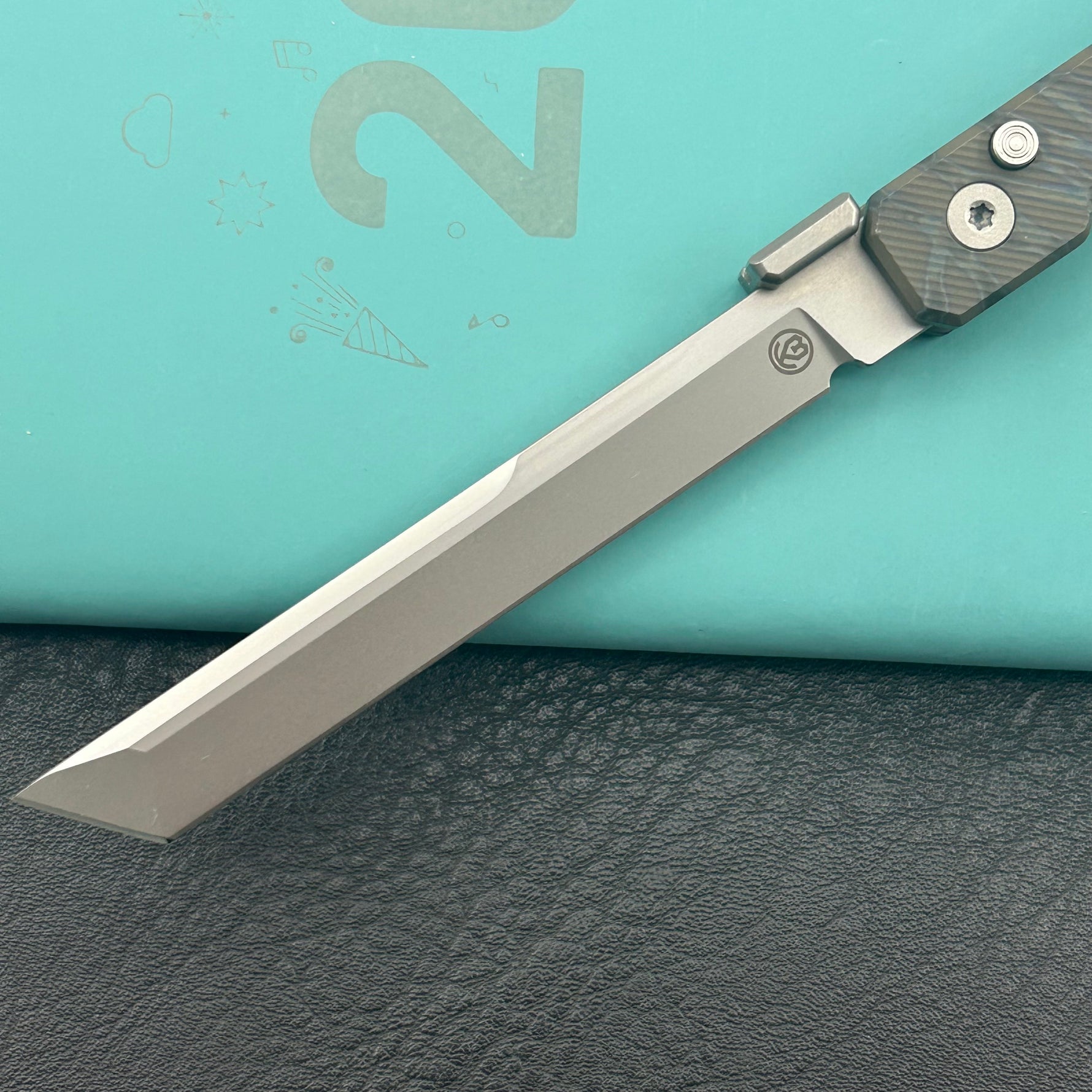 KB KNIVES KB243E Prism Folding Knife Flame Titanium Handle 3.54" Beadblast M390 Blade