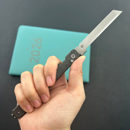 KB KNIVES KB243E Prism Folding Knife Flame Titanium Handle 3.54" Beadblast M390 Blade