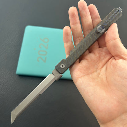 KB KNIVES KB243E Prism Folding Knife Flame Titanium Handle 3.54" Beadblast M390 Blade