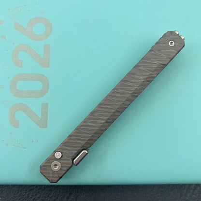 KB KNIVES KB243E Prism Folding Knife Flame Titanium Handle 3.54" Beadblast M390 Blade