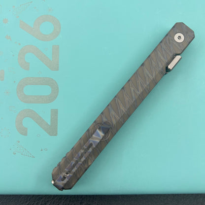 KB KNIVES KB243E Prism Folding Knife Flame Titanium Handle 3.54" Beadblast M390 Blade