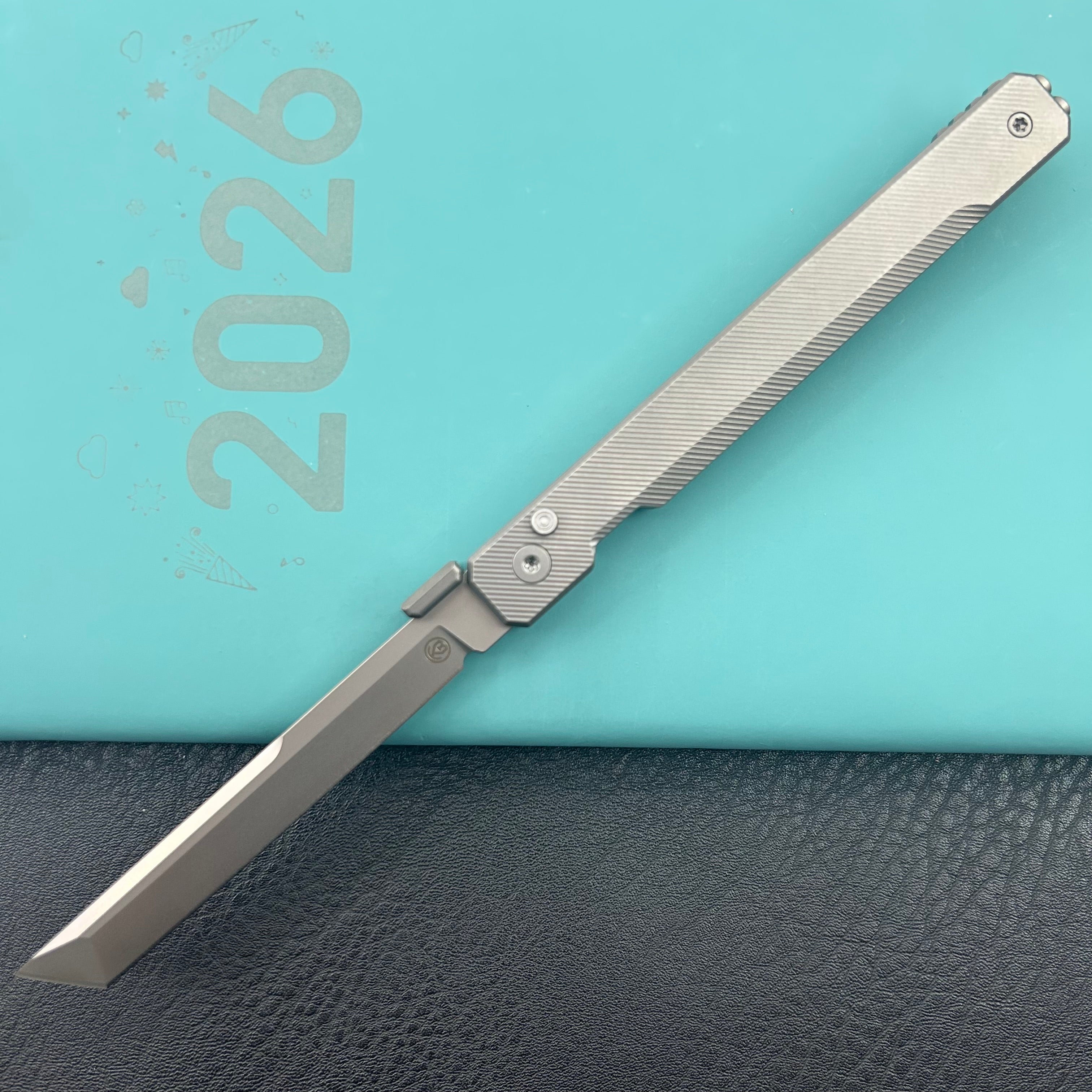 KB KNIVES KB243D Prism Folding Knife Beadblast Titanium Handle 3.54" Beadblast M390 Blade