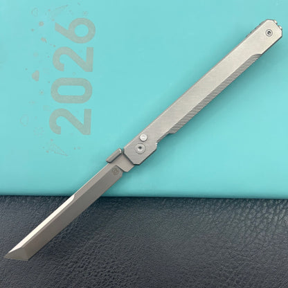 KB KNIVES KB243D Prism Folding Knife Beadblast Titanium Handle 3.54" Beadblast M390 Blade