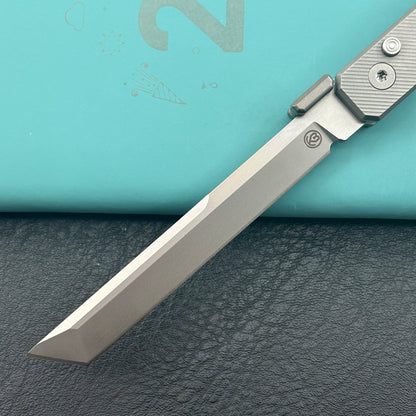 KB KNIVES KB243D Prism Folding Knife Beadblast Titanium Handle 3.54" Beadblast M390 Blade