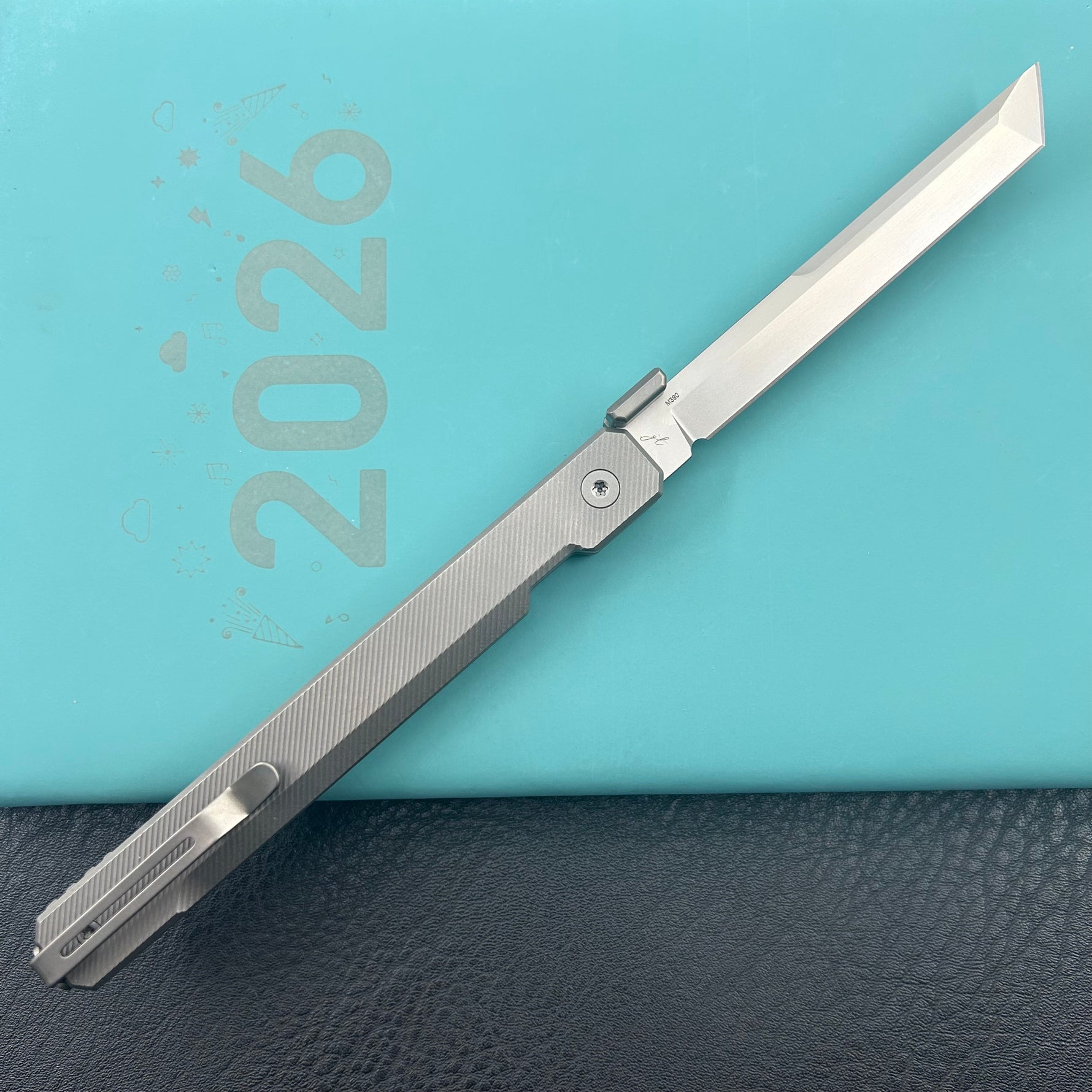 KB KNIVES KB243D Prism Folding Knife Beadblast Titanium Handle 3.54" Beadblast M390 Blade