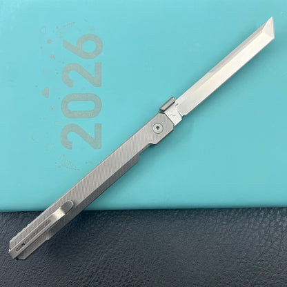 KB KNIVES KB243D Prism Folding Knife Beadblast Titanium Handle 3.54" Beadblast M390 Blade
