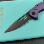 KUBEY  knife KU372A Nautilus Flipper Knife Purple G10 Handle 3.46" Silver Sandblast 14C28N