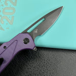 KUBEY  knife KU372A Nautilus Flipper Knife Purple G10 Handle 3.46" Silver Sandblast 14C28N