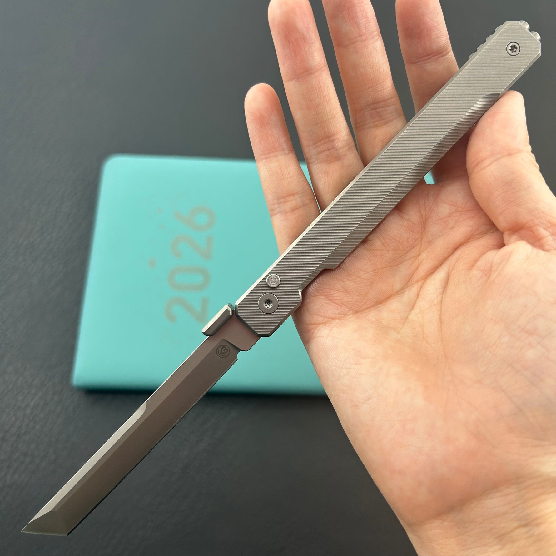 KB KNIVES KB243D Prism Folding Knife Beadblast Titanium Handle 3.54" Beadblast M390 Blade