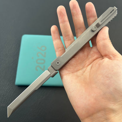 KB KNIVES KB243D Prism Folding Knife Beadblast Titanium Handle 3.54" Beadblast M390 Blade