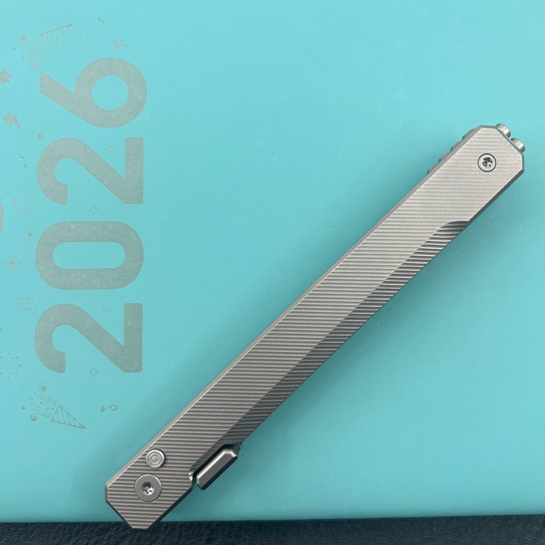 KB KNIVES KB243D Prism Folding Knife Beadblast Titanium Handle 3.54" Beadblast M390 Blade