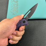 KUBEY  knife KU372A Nautilus Flipper Knife Purple G10 Handle 3.46" Silver Sandblast 14C28N