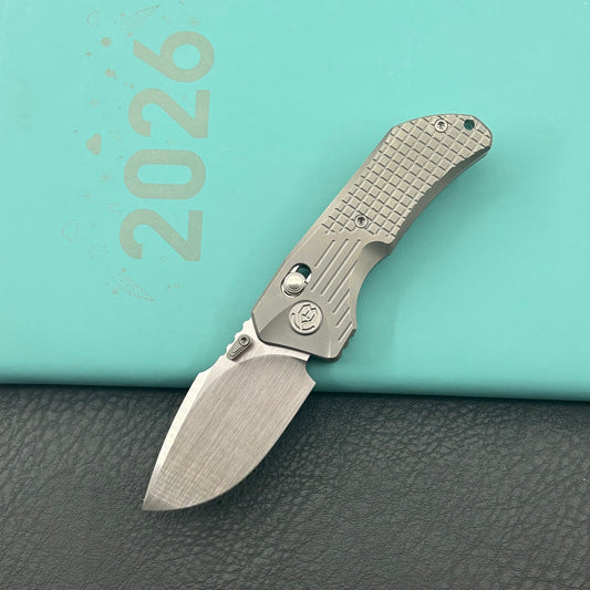 KB KNIVES KB415A Jarpen Folding Knife Sandblast Titanium Handle 2.36'' Hand Rubbed Satin CPM S90V Blade