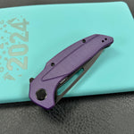 KUBEY  knife KU372A Nautilus Flipper Knife Purple G10 Handle 3.46" Silver Sandblast 14C28N