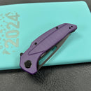 KUBEY  KU372A Nautilus Flipper Knife Purple G10 Handle 3.46" Silver Sandblast 14C28N