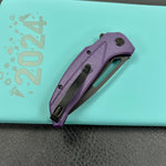KUBEY  knife KU372A Nautilus Flipper Knife Purple G10 Handle 3.46" Silver Sandblast 14C28N