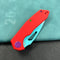 (Exclusives）KUBEY KU122  Liner Lock Thumb Open Folding Knife red G10 Handle 3.11" Blue Painted 14C28N