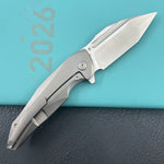 KB KNIVES KB458A Navigator Tactical Folding Knife Flipper Gray Contoured Ti Micro Milling 3.39" Satin M390 Blade