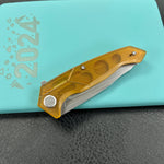 KUBEY KU373D RBC-1 Outdoor Flipper Knife Ultem Handle 3.46" Stonewash 14C28N