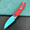 (Exclusives ) KUBEY KU344  Momentum Sherif Manganas Design Liner Lock Front Flipper / Dual Studs Open Folding Knife  red G10 Handle 3.43" Blue Painted AUS-10