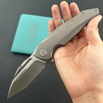 KB KNIVES KB458A Navigator Tactical Folding Knife Flipper Gray Contoured Ti Micro Milling 3.39" Satin M390 Blade