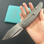 KB KNIVES KB458A Navigator Tactical Folding Knife Flipper Gray Contoured Ti Micro Milling 3.39" Satin M390 Blade