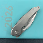 KB KNIVES KB458A Navigator Tactical Folding Knife Flipper Gray Contoured Ti Micro Milling 3.39" Satin M390 Blade
