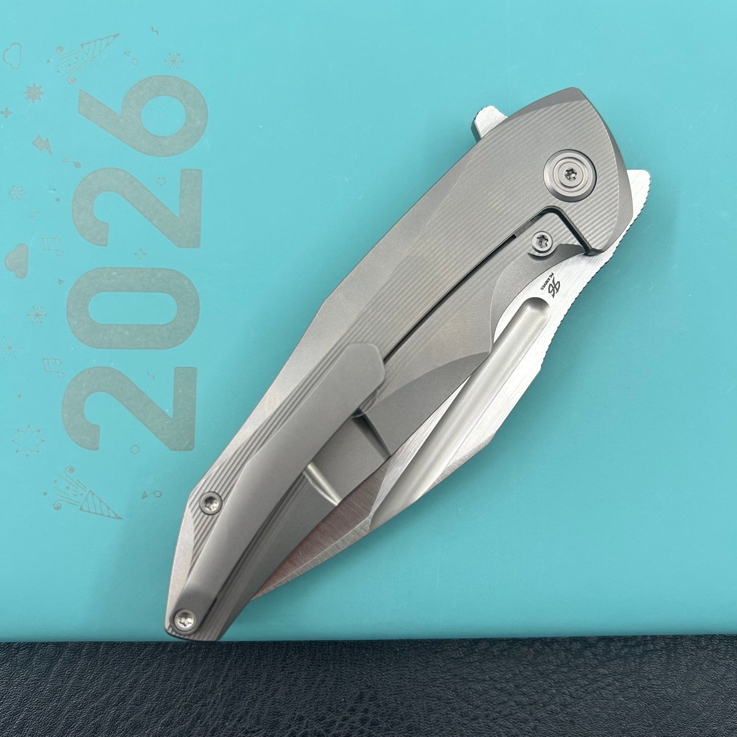 KB KNIVES KB458A Navigator Tactical Folding Knife Flipper Gray Contoured Ti Micro Milling 3.39" Satin M390 Blade