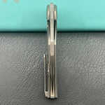 KB KNIVES KB458A Navigator Tactical Folding Knife Flipper Gray Contoured Ti Micro Milling 3.39" Satin M390 Blade