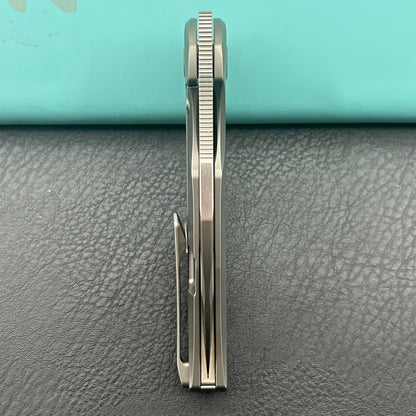 KB KNIVES KB458A Navigator Tactical Folding Knife Flipper Gray Contoured Ti Micro Milling 3.39" Satin M390 Blade