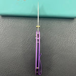 KB KNIVES KB488C Aero Air Pocket Knife Crossbar Lock Purple Ti Diagonal Milling 2.91" Satin M390 Blade
