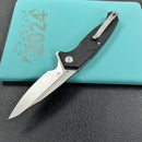 KUBEY  KU373A RBC-1 Outdoor Flipper Knife Black G10 Handle 3.46" Stonewash 14C28N